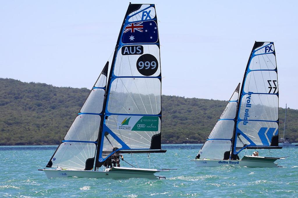 Oceanbridge Sail Auckland 2014 - February 3, 2014 - 49erFX - AUS and NED © Richard Gladwell www.photosport.co.nz